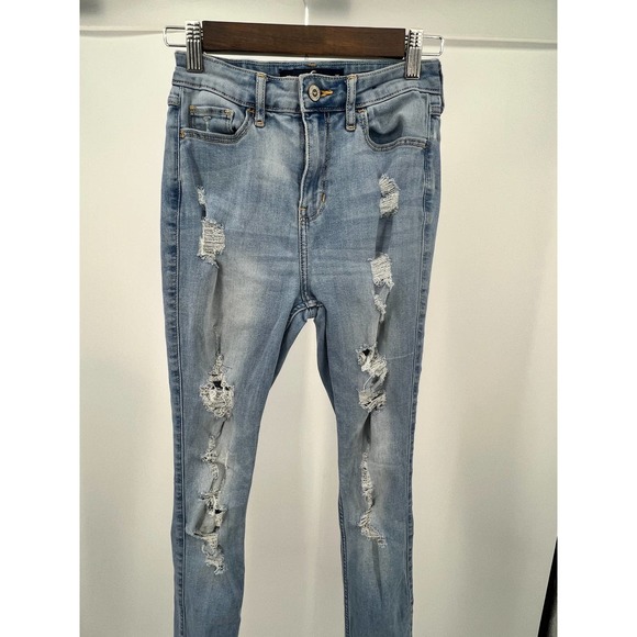 Hollister Distressed Jeans Curvy High Rise Super Skinny Junior's Size 1R - Picture 5 of 5